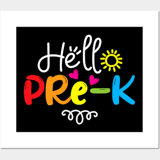 Hello Pre-K Shirt Fun Back to School Teacher Student Gift Posters and Art